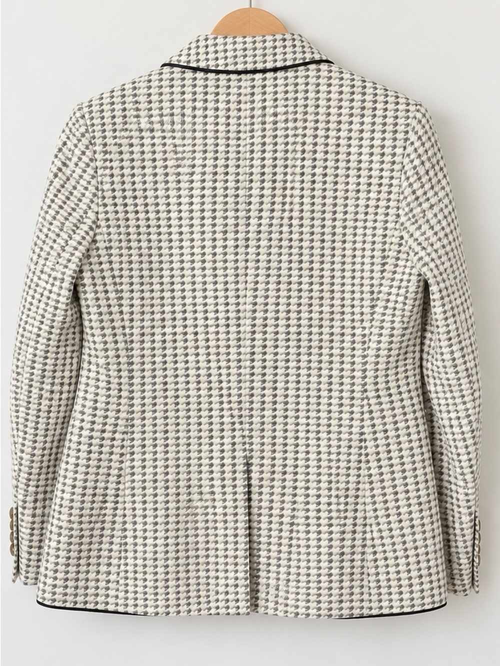 Beautiful NWT Ann Taylor Cream and Gray Houndstooth Blazer Sz 10P - Picture 2 of 4